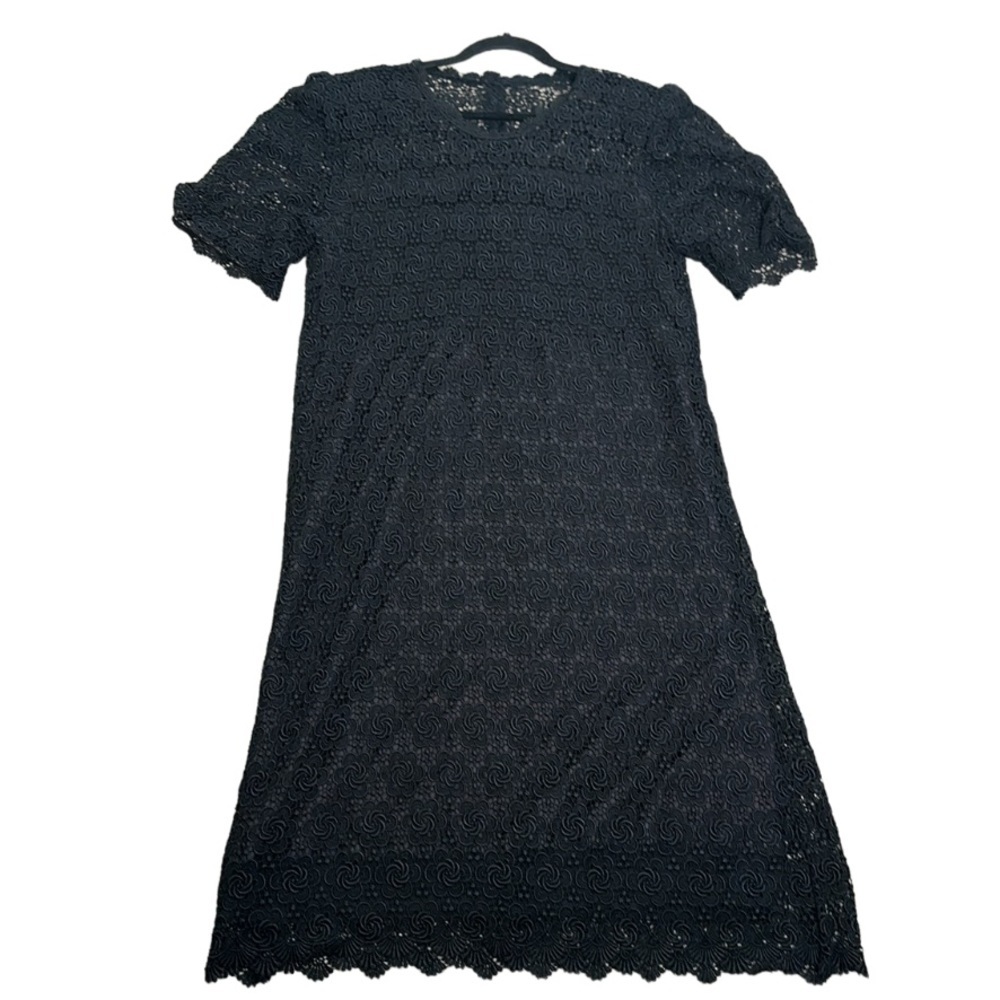 Vantage black embroidered lace midi dress size XlArge whimsigoth old money